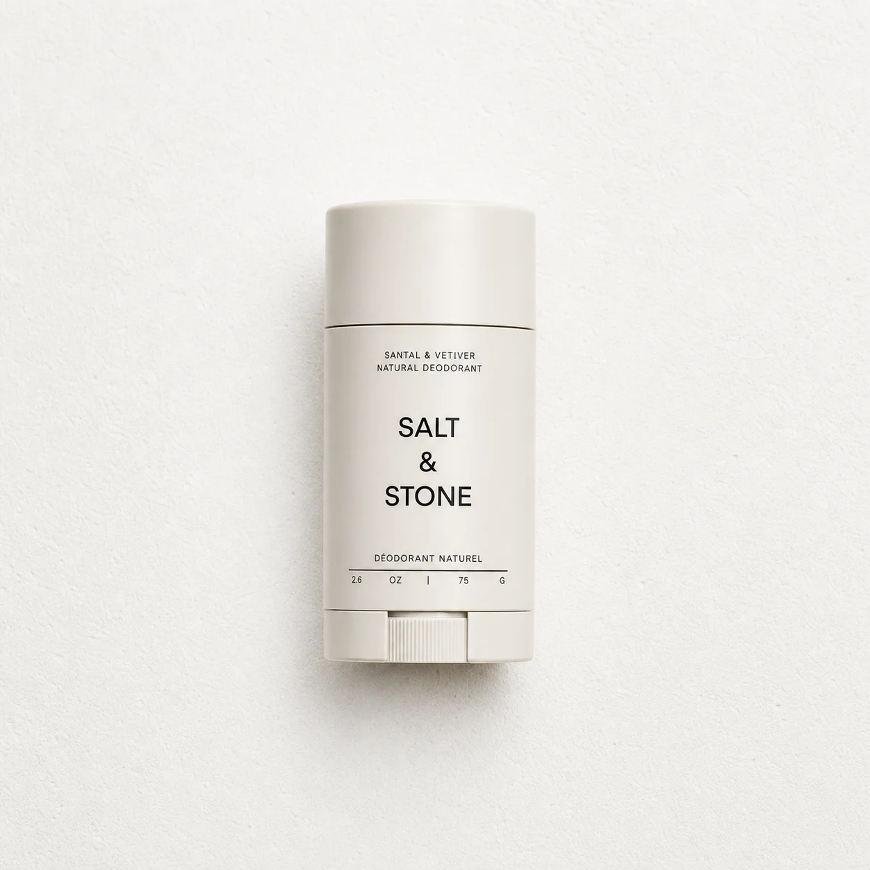 Salt and Stone natural deodorant laid out on a clean white surface