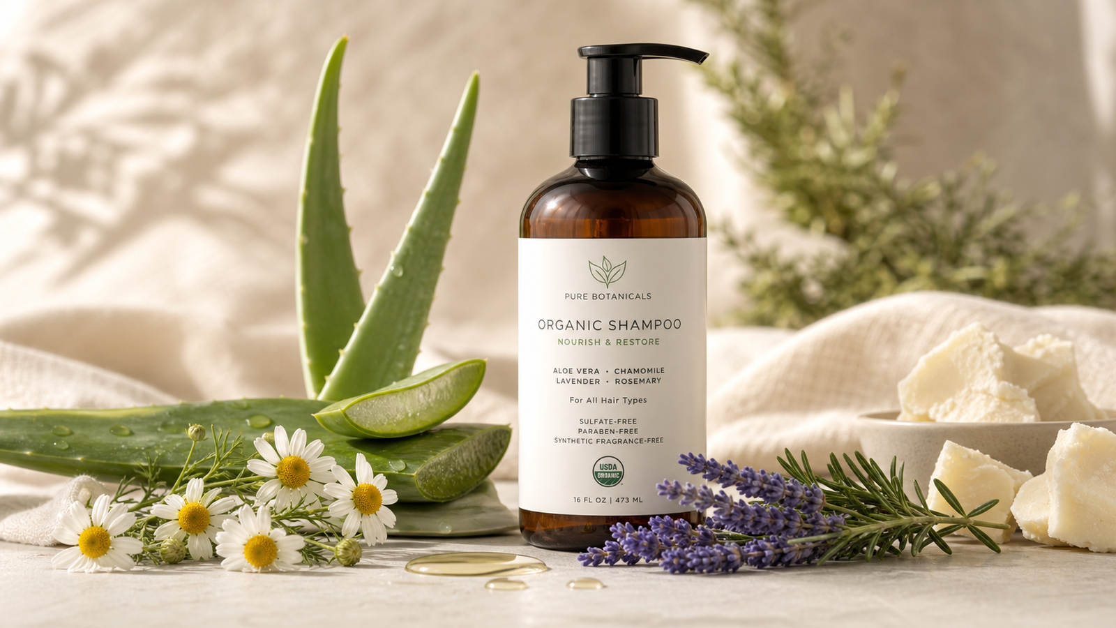 non toxic shampoo made from certified organic plant ingredients without sulfates, parabens, or synthetic fragrance